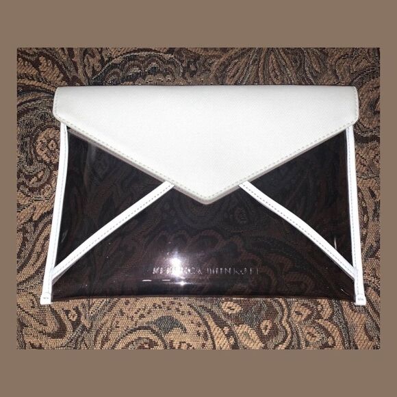REBECCA MINKOFF Leo Leather White & Clear Clutch REBECCA MINKOFF White Clutch